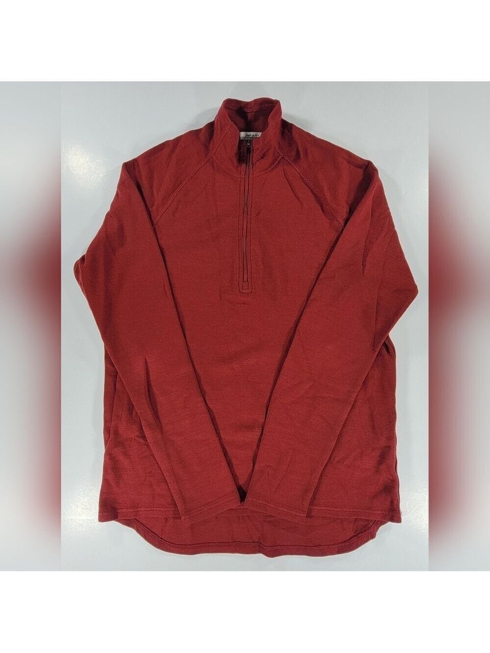 IBEX Mens 1/4 Pullover Base Mid Layer Large Long Sleeve 100% Merino Wool Shirt